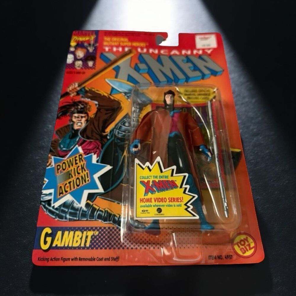 Vintage 1992 ToyBiz Uncanny X-Men Gambit Kick Foot Action Figure Sealed C1